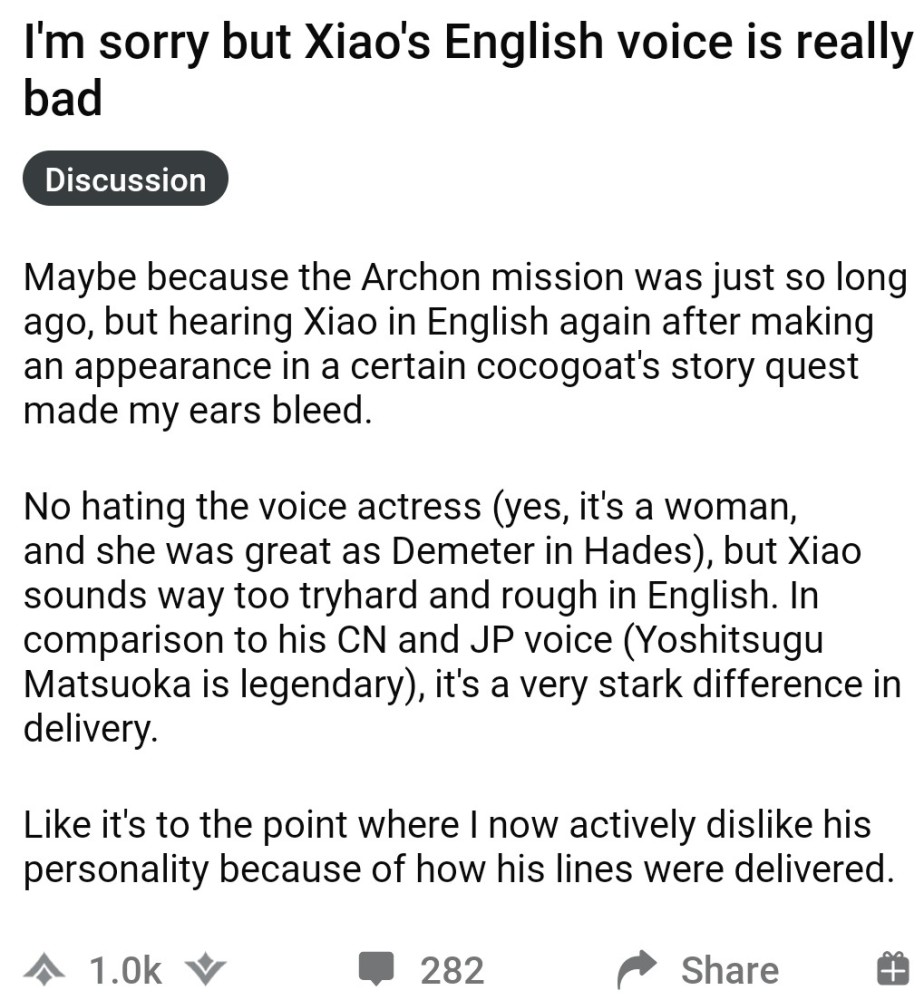 原神魈英语配音被外国玩家吐槽差劲 改变了魈的人设 中配这次被广为称赞 腾讯新闻