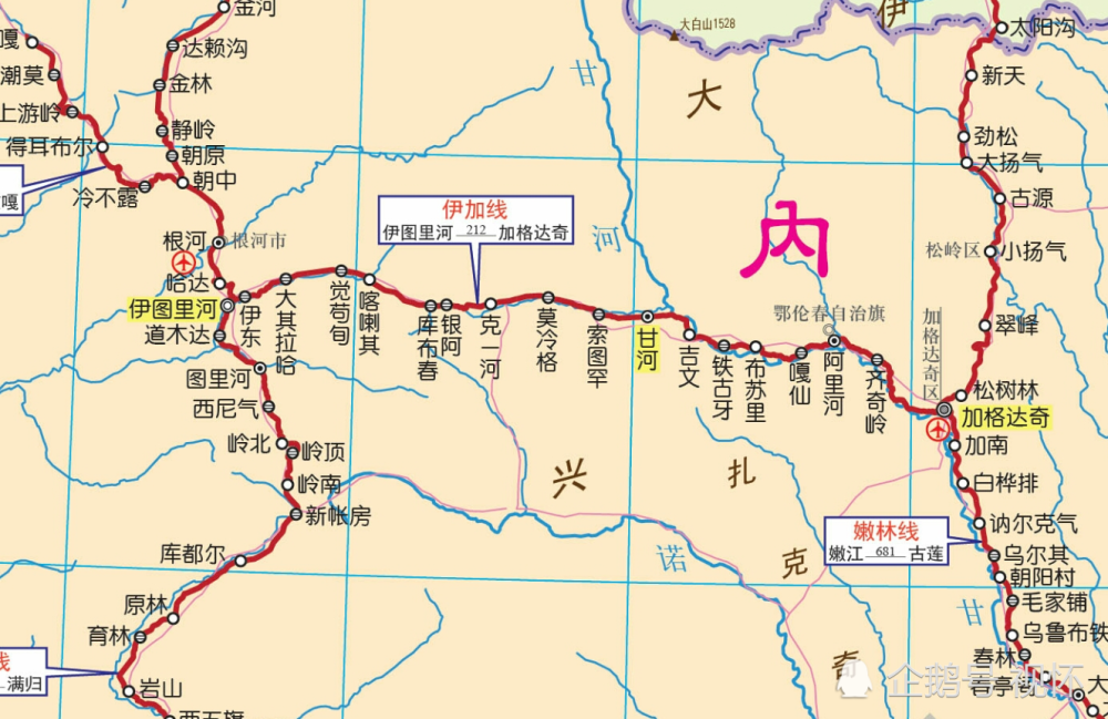 黑河和大興安嶺地區境內,涉及黑龍江省齊齊哈爾市,富裕縣,訥河市,黑河