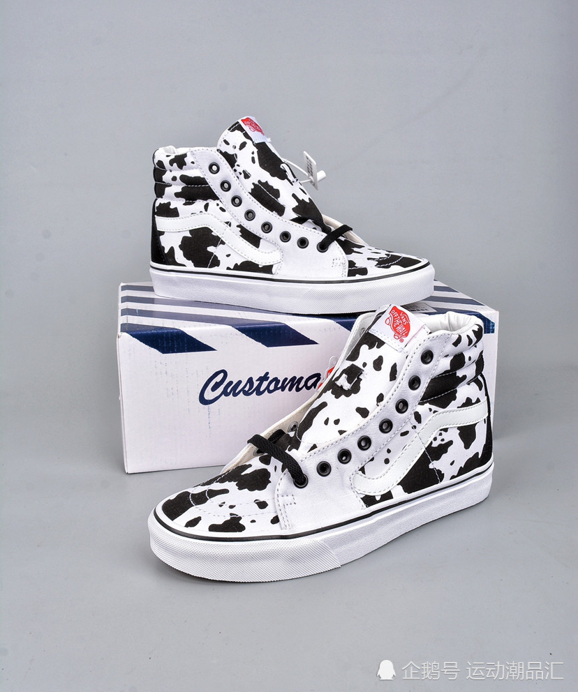 范斯万斯vans 奶牛定制高帮系带复古帆布休闲运动板鞋"帆布奶牛"_腾讯