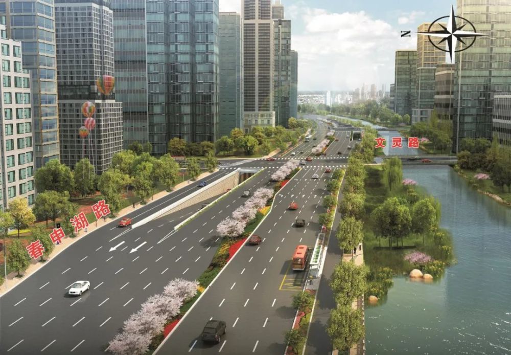 在春申湖路土建2标段,吴晓东一行听取相关情况汇报,详细了解当前进展