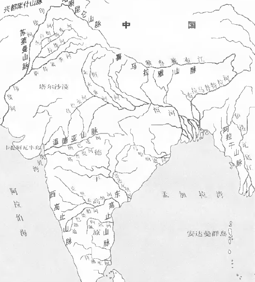 印度地形图手绘简图图片