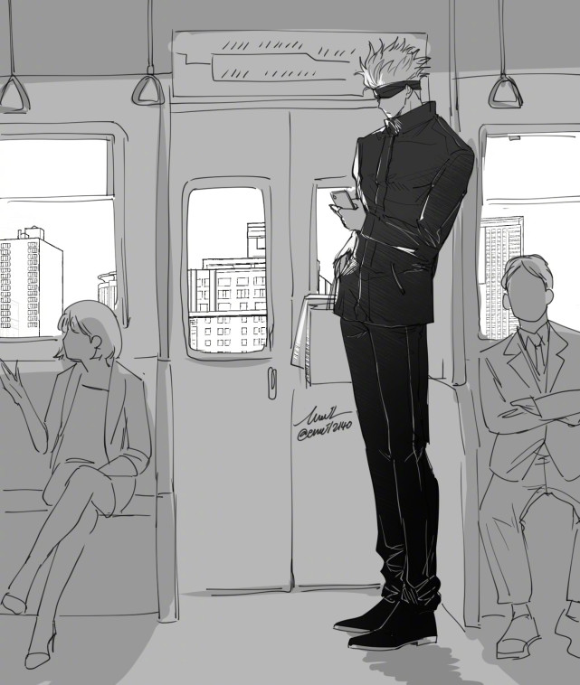 画师笔下的五条悟老师,一米八大长腿,建议给他换一张床|五条悟老师|动