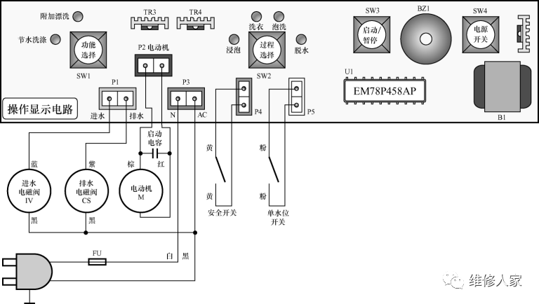 波輪洗衣機電氣線路的結構和工作原理