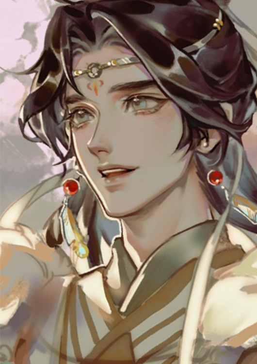 画师:starember灰灰放的是悦神装扮的谢怜,虽然以前漫画里也曾经出过