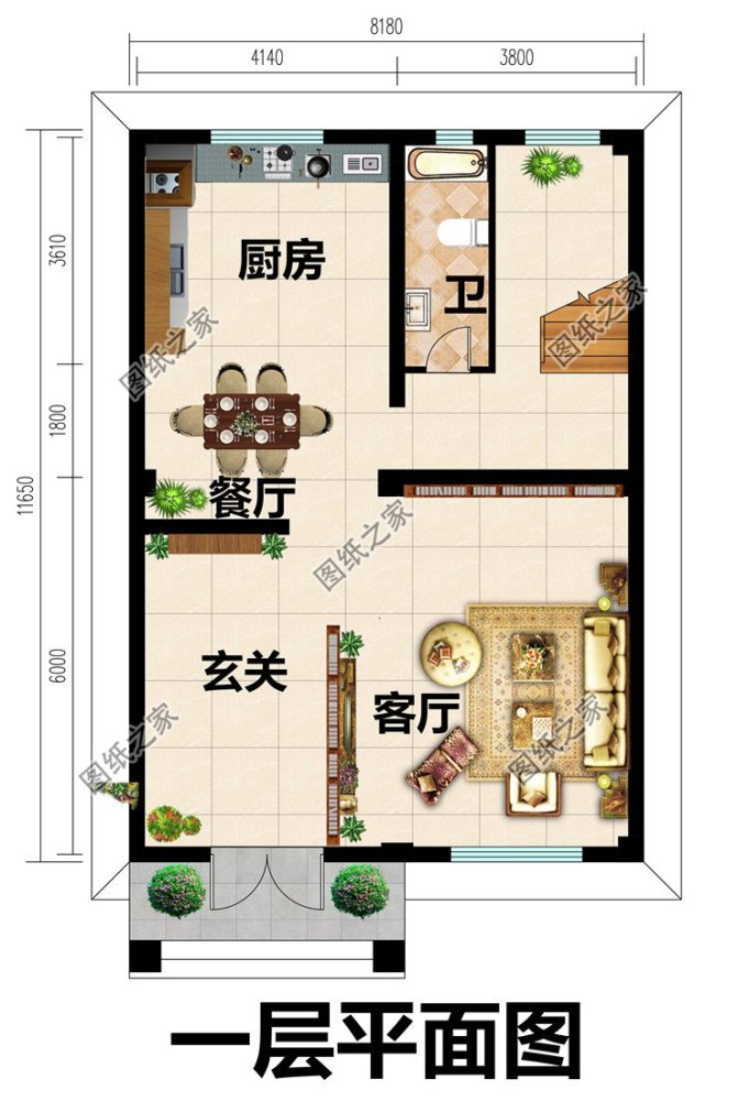 帶地下室的一層別墅戶型設計圖以及戶型圖,農村自建房推薦效果圖展示