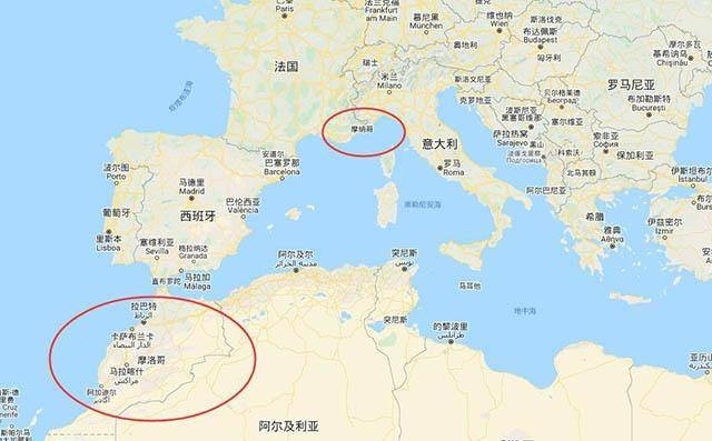 摩洛哥和摩纳哥的名字虽然相似,却在不同的大洲.