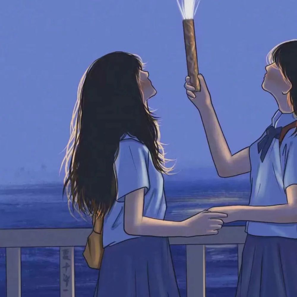 唯美动漫两人闺蜜头像等以后结婚了花就不抛了直接给你