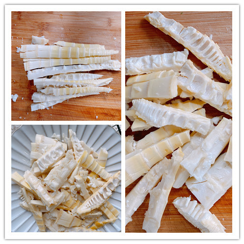 2,油焖笋好吃的第二点就是切笋,切笋是有讲究的,油焖笋的春笋不是切成