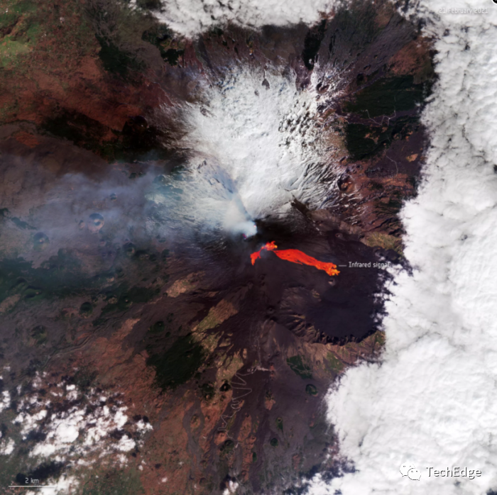 欧空局|欧空局卫星图像显示埃特纳火山喷发后出现的熔岩流