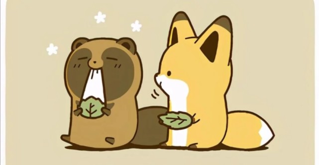 一起长胖的爱情小浣熊和小狐狸的可爱日常