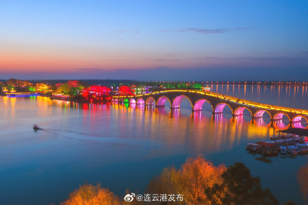 江苏东海:双湖湿地暮色如画