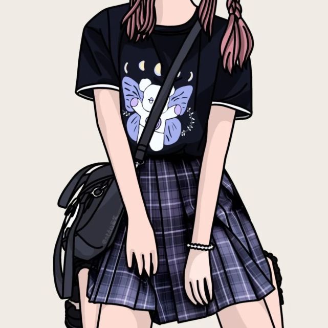 日常jk女孩手绘头像姐妹多人闺蜜团头部位头像