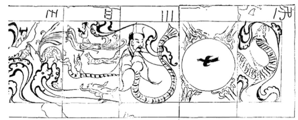 鸟身动物图三之1 顶脊壁画全景洛阳西汉卜千秋墓是一座重要的壁画墓葬