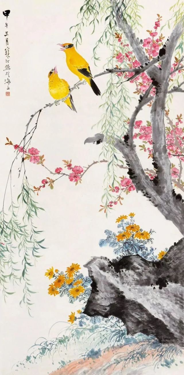 十位大师画春柳婀娜多姿春风拂面