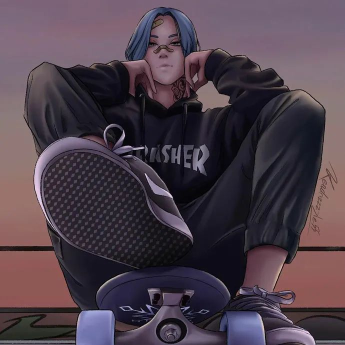 无限滑板动漫头像:刻骨铭心的日子,永远就像一把刀.到日子就流血.