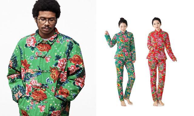 还有街头潮牌我们万物皆可的supreme推出的东北大花袄,这戴上lv的大