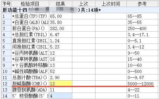 胆碱酯酶低是怎么回事图片