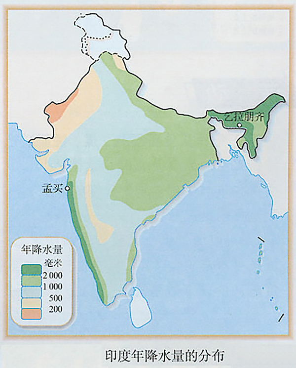 印度降水分布特点及原因