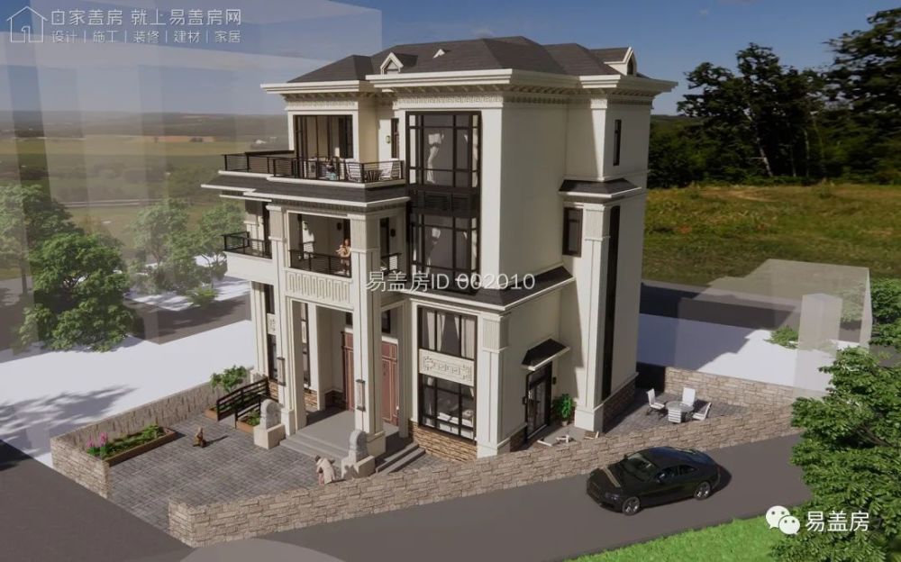 易盖房丨138m95m福建福清陈家欧式坡屋顶别墅