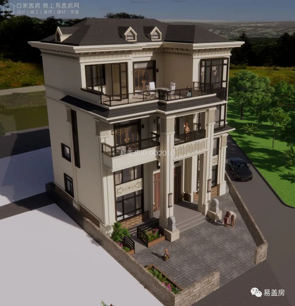 易盖房丨138m95m福建福清陈家欧式坡屋顶别墅