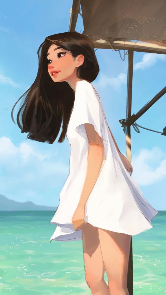 动漫风插画壁纸,阳光下的女孩,温柔又迷人