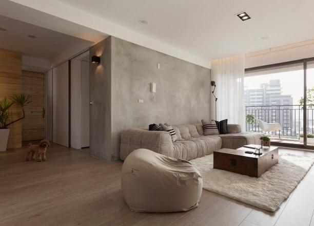 风格家居最常见的一种装修设计,是直接采用现浇混凝土的自然表面效果