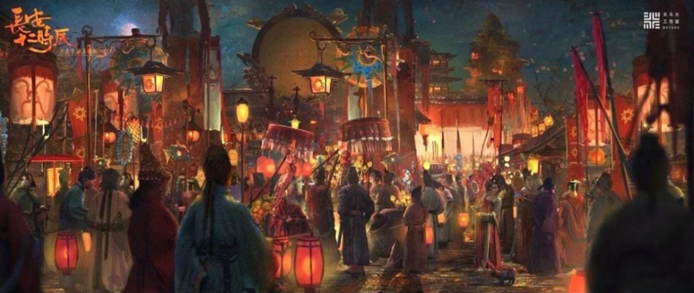 图/唐代上元节灯会想象图(图源:电视剧《长安十二时辰》设定画集)