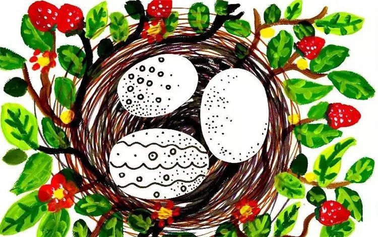 儿童画创意春意盎然生机勃勃可可爱爱的小动物手工画