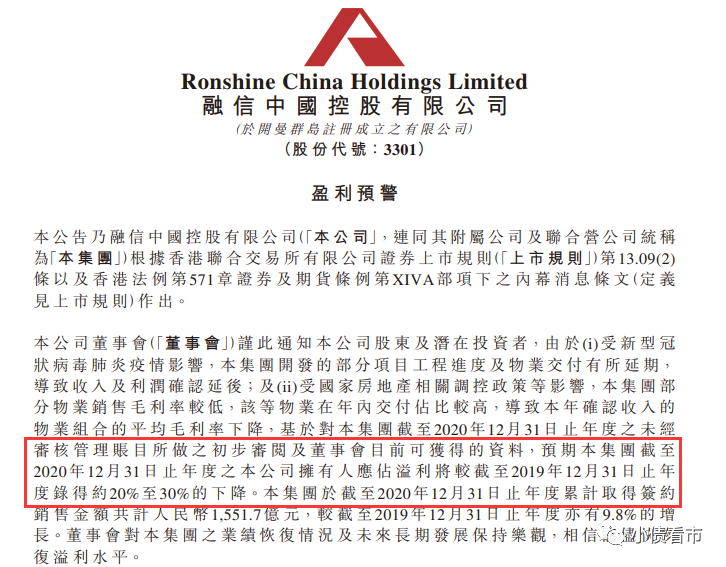 融信中国业绩大幅下滑30％ 高价拿地“地王后遗症”显现(图2)