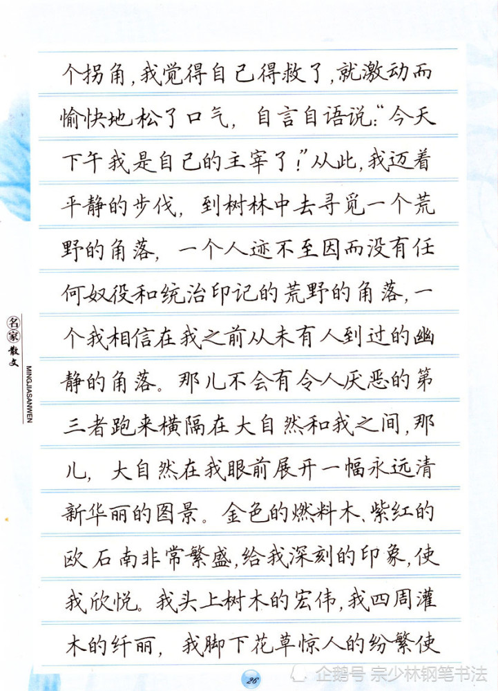 著名书法家田英章钢笔书法《中外名家散文精选》完美展现楷书之美