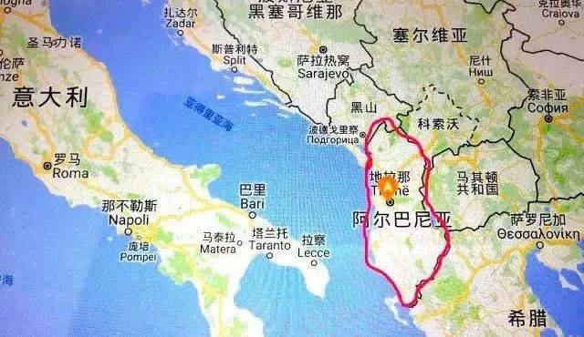 地图上的阿尔巴尼亚