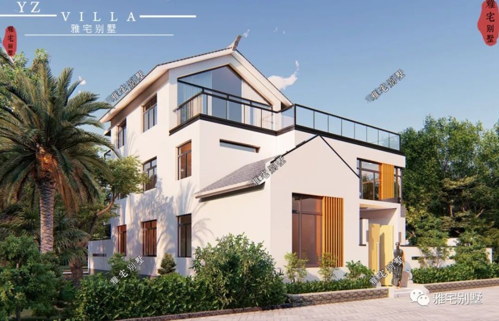 【广东民宅】广东茂名三层新中式别墅,白墙灰瓦,建设更美乡村