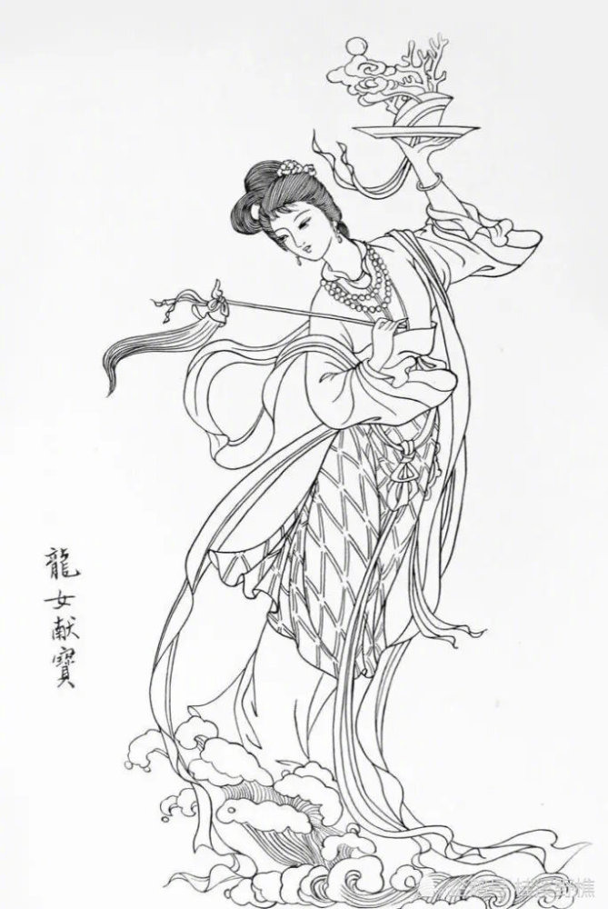 白描仙女线稿很难画从线条到造型线稿教你画初学者收藏学习