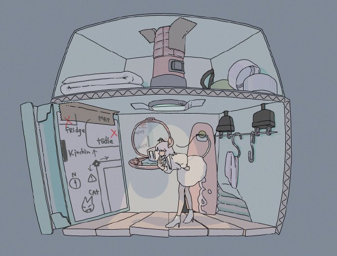 这位画师笔下的房间十分二次元,这要一个人住的话,简直太棒了