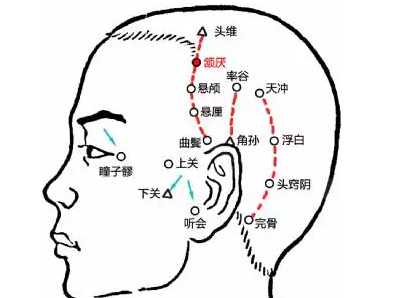 颔厌穴:眩晕,齿痛,耳鸣