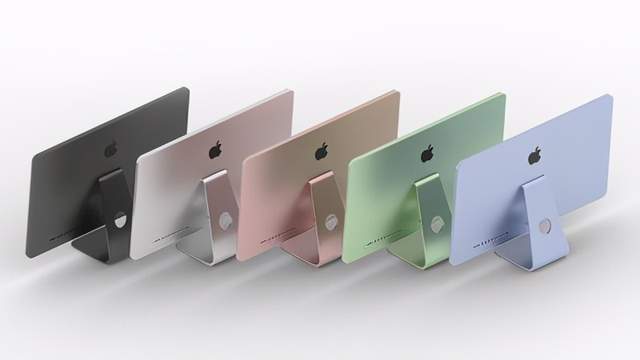 苹果新款imac五种颜色像三四个macmini堆在一起