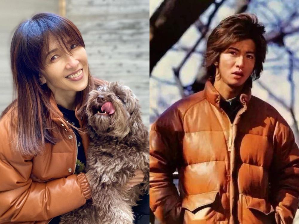 50岁工藤静香穿木村拓哉同款撒糖,路边走秀晒牙签腿,桃花妆自拍罕见