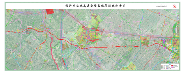 终点止于盐靖高速,采用高速公路技术标准,双向六车道,路线里程约87