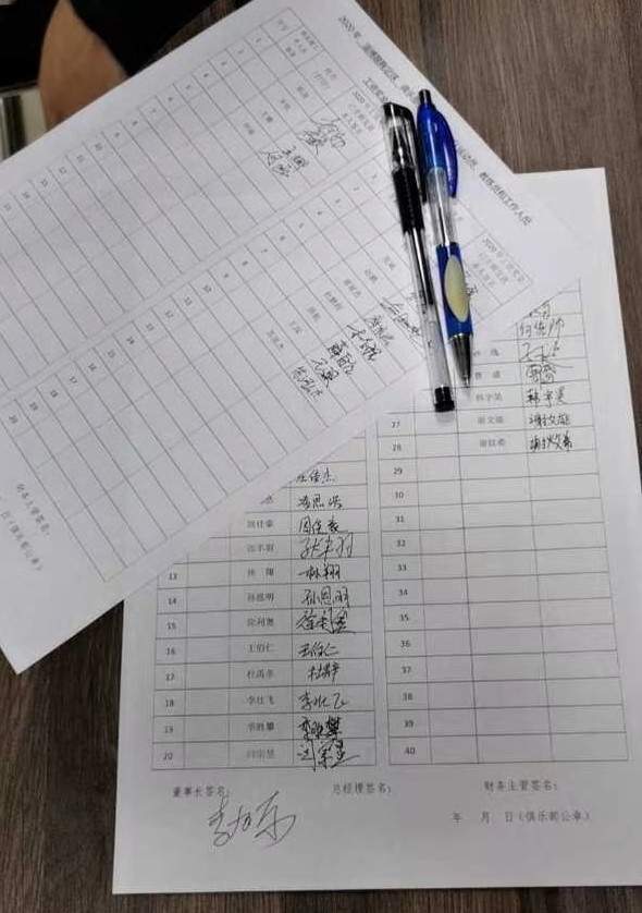 中甲保住了淄博蹴鞠工資表公佈隊長張豐羽簽字魯能三將簽字