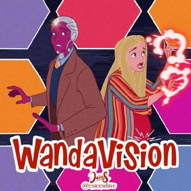 迪士尼公主版《旺达幻视》情侣海报