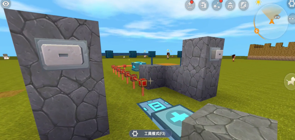 迷你世界:高级双向门,仅需三个步骤就能制作,滑动开启太高级了