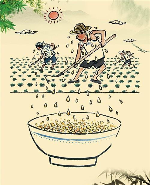 蒙曼认为,"锄禾日当午,汗滴禾下土"的意思乃是指农民在春天播种,流下