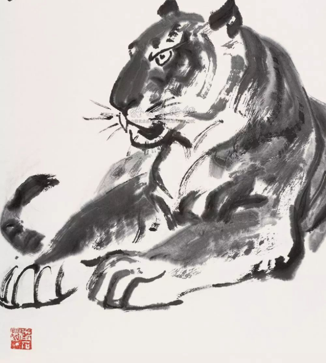 他画一只瑟瑟发抖的老虎却成千古名画放大20倍看看旁边是什么