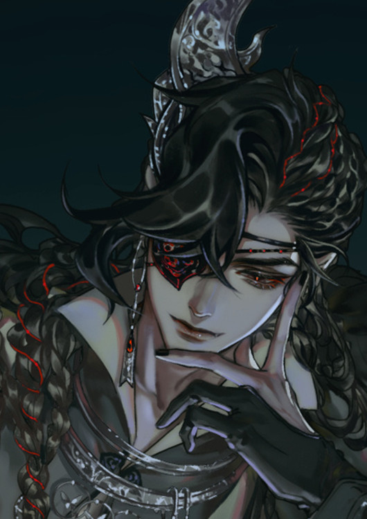《天官赐福》灰灰又画了花城,这是俊美的恶魔,发量真让人羡慕!
