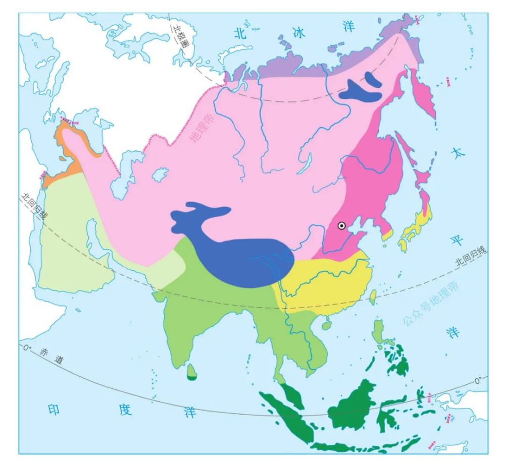 亚洲气候分布空白图图片