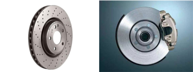 哈弗h9 通风盘式(左),撼路者普通盘式(右)