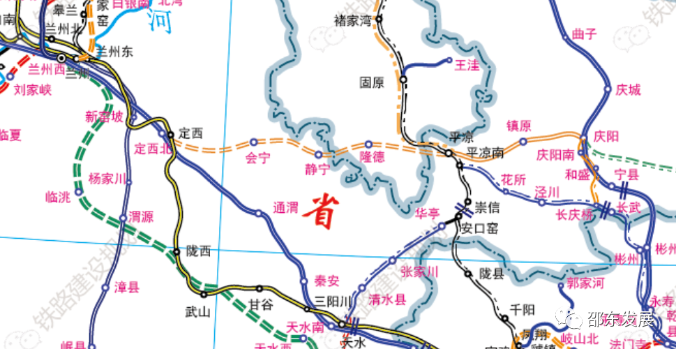 截止2020年12月30日,国家铁路网建设及规划示意图中,定西至庆阳铁路有