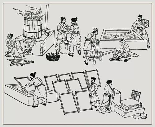 南北朝时期已经推广到全国造纸术之前,中国的书籍都是用竹简和布帛