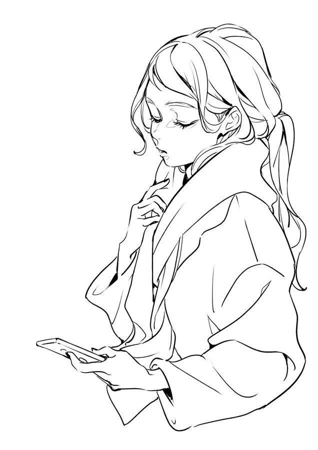 日本画师たえ的线稿_腾讯新闻