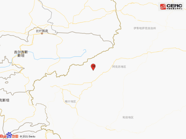 新疆阿克蘇地區柯坪縣發生30級地震